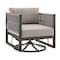 Armen Living Cuffay Outdoor Patio Swivel Glider Lounge Chair in Dark Brown Aluminum with Cushions 840254332461 - alternate 1